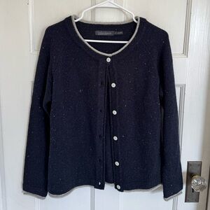 IrelandsEye wool cashmere navy cream cardigan size medium